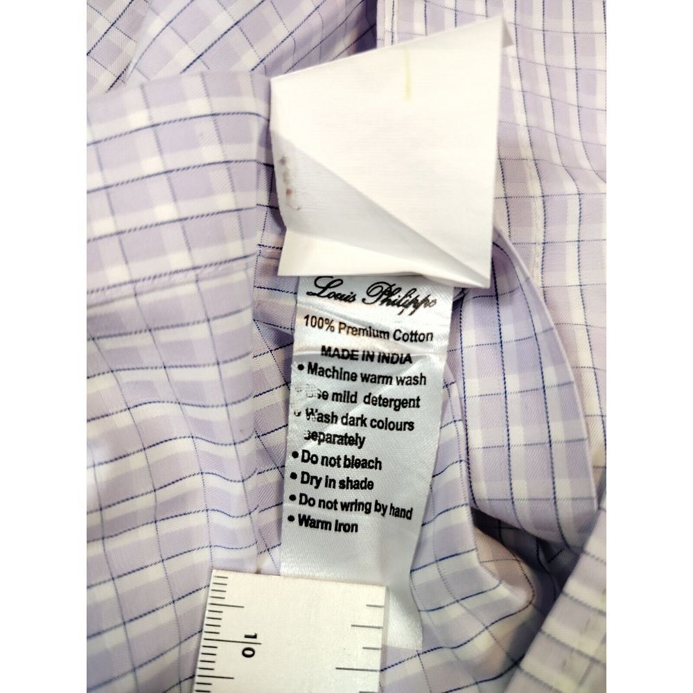 Louis‎ Philippe Shirt Men's Large 42 CMS Purple White Corpcore Workewear Office - Picture 5 of 12